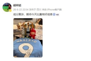 胡荷韬分享乐高梅西与哈兰德球衣：阵容丰富，期待今日赛事佳绩