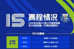 全国U15青少年篮球联赛男子组区域赛定于7月4日拉开帷幕